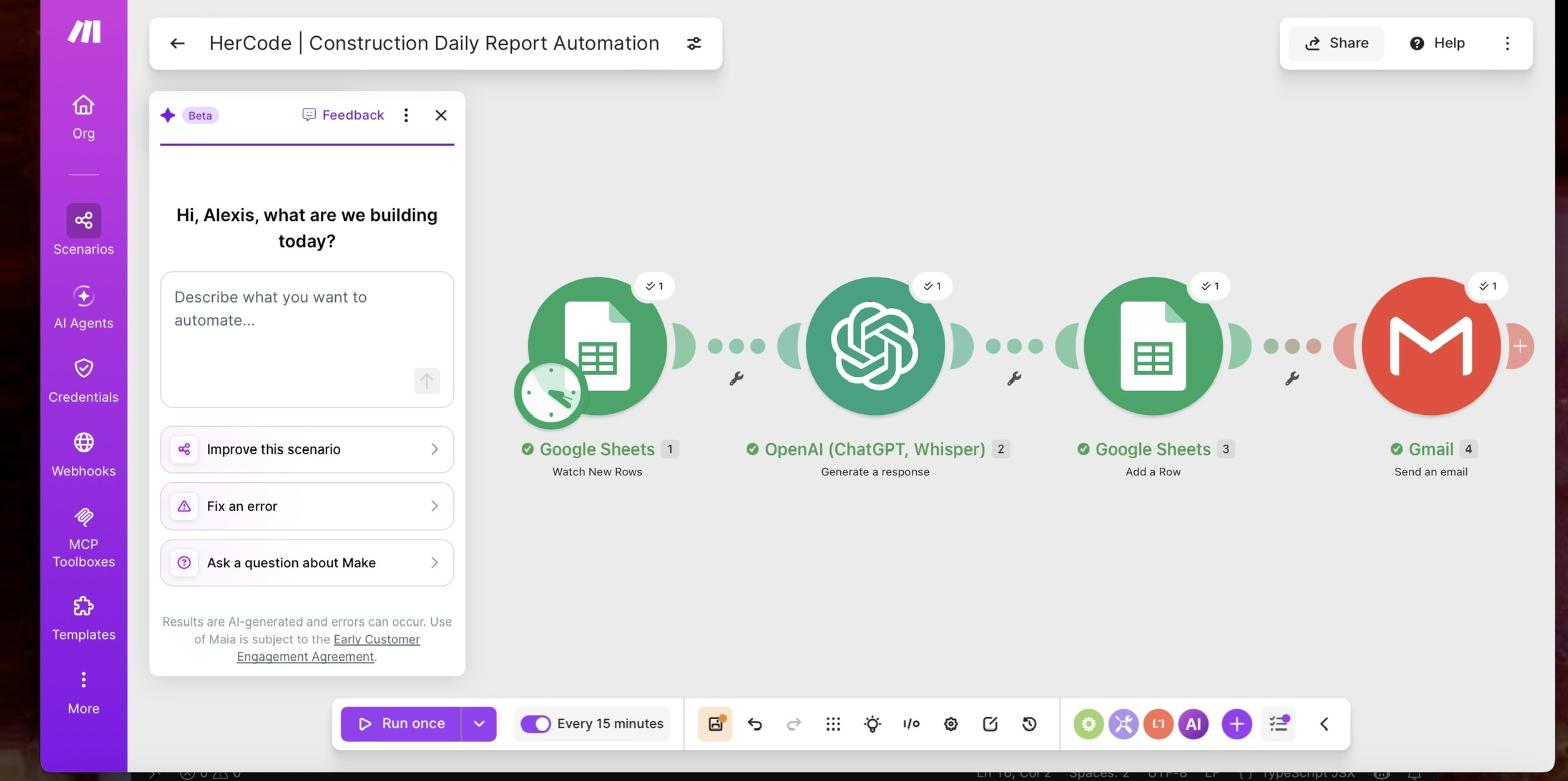 HerCode AI automation workflow